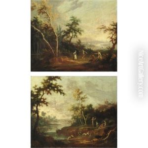 Paesaggi Fluviali Con Figure (pair) by Vittorio Amadeo Cignaroli