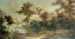 Extensive Landscape With Peasants And Animals Near A Lake