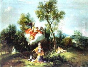 Paesaggio Con Agar, L'angelo E Il Piccolo Ismaele by Vittorio Amadeo Cignaroli