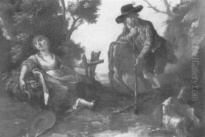 A Drover Playing An Alpine Horn To A Harvest Girl by Vittorio Amadeo Cignaroli