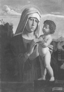 Vierge A L'enfant Sur Fond De Paysage Vierge A L'enfant Sur Fond De Paysage