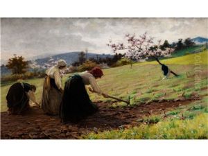 Harkende Landfrauen by Luigi Cima