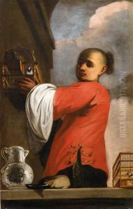 Junger Mann Mit Vogelkafigen by Giovanni Battista Cimaroli