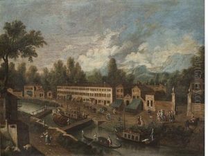 A View Of Mira On The Brenta (+ A View Of Dolo On The Brenta; Pair) by Giovanni Battista Cimaroli