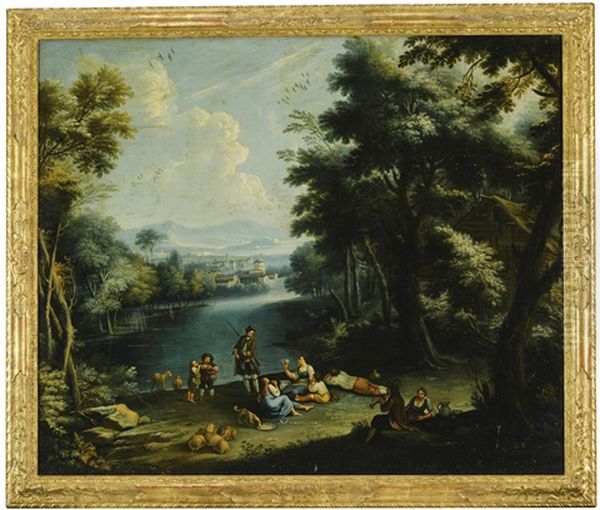Three Pastoral River Landscapes With Figures At Work And At Rest (3 Works) - view 1