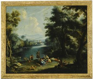 Three Pastoral River Landscapes With Figures At Work And At Rest (3 Works) Three Pastoral River Landscapes With Figures At Work And At Rest (3 Works)