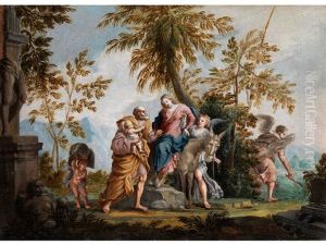 Die Heilige Familie Auf Der Flucht Nach Agypten by Giovanni Battista Cimaroli