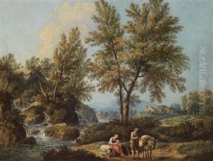 Landschaft Im Veneto Mit Einer Rastenden Hirtenfamilie