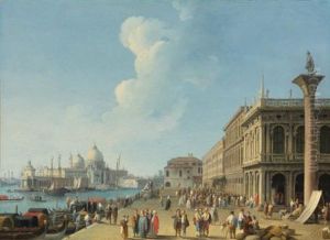 Venice A View From The Piazzetta, Looking West Towards The Dogana And Santa Maria Della Salute(+ Venice, A View Of The Molo From The Piazzetta, Looking South To San Giorgio Maggiore; Pair)