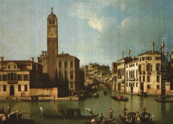 Venezia, Veduta Del Canal Grande E Di Cannaregio Verso Il Ponte Delle Guglie Con La Chiesa Di San Geremia - view 1