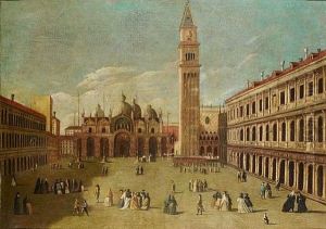 The Piazza Di San Marco, Venice by Giovanni Battista Cimaroli