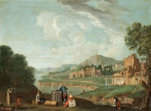 Paesaggio Fluviale Con Rovine E Figure by Giovanni Battista Cimaroli