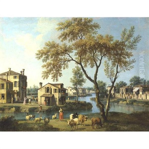 View Of A Town In The Veneto (+ Another Similar; Pair) - view 1