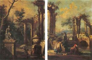 Paesaggio Con Rovine Architettonico E Figure