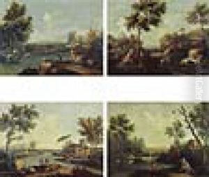 Vues De La Campagne Venitienne Animee De Bergers Et De Pecheurs Vues De La Campagne Venitienne Animee De Bergers Et De Pecheurs