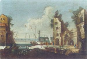 Figures By Ruins In The Venetian Lagoon