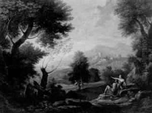Le Repos Des Bergers Dans Un Paysage Classique by Giovanni Battista Cimaroli