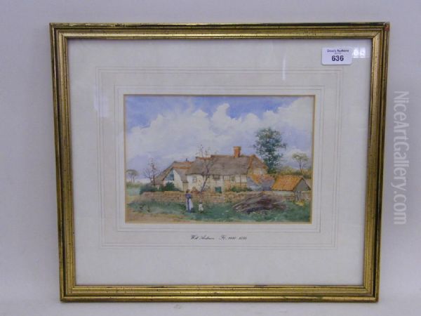 Figures And Hens Outside A Rural Cottage - view 1