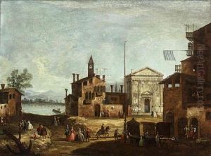 Mountainous Landscape With Villager On A Path In The Veneto