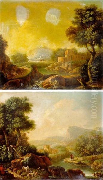 A Landscape With A Ruined Castle Beside A River - view 1