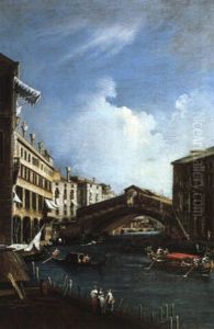 Vue Du Pont Du Rialto by Giovanni Battista Cimaroli