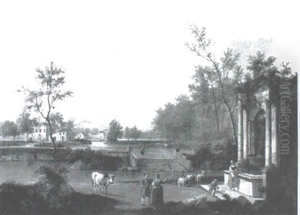 Landscape With Figures And Animals Amongst Classical Ruins - view 1