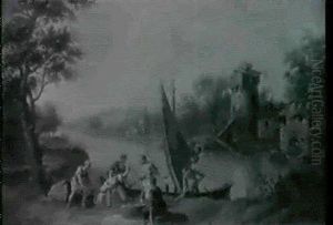 Paesaggio Fluviale Con Pescatori by Giovanni Battista Cimaroli