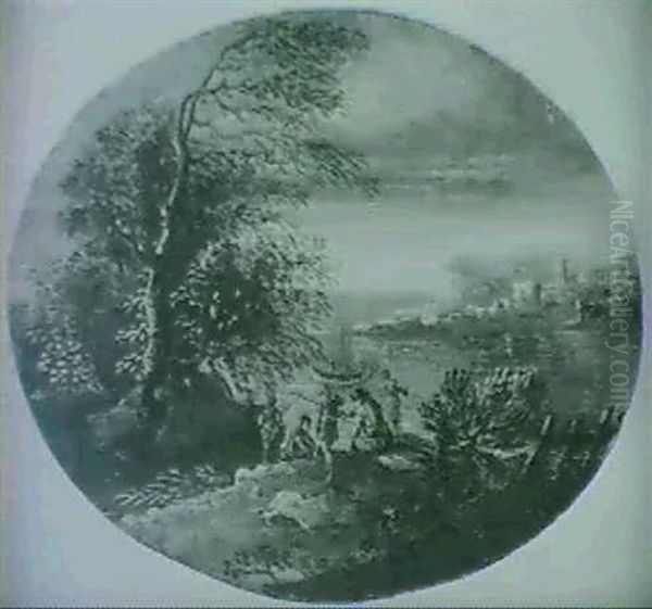 Flusslandschaft Mit Anglern. - view 1