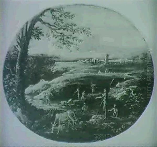 Flusslandschaft Mit Figuren. - view 1