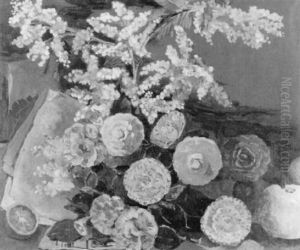 Stilleben Mit Blumen, Fruchten Und Mimosen Stilleben Mit Blumen, Fruchten Und Mimosen