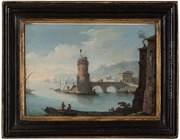 Paesaggio Marino Con Torre E Figure - view 1