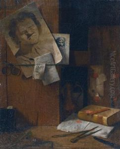 A Corner Of The Artist's Studio: A Trompe L'oeil Still Life With Sheets Of Drawings, Keys, A Pince-nez, Books And Writing Instruments by Antonio Cioci