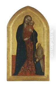 The Madonna And Child With A Franciscan Saint Commending A Male Donor by Jacopo di Cione