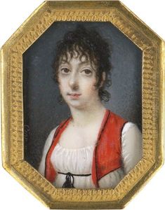 Portrait Einer Jungen Frau Mit Rotem Bolero