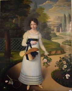 Portrait De Jeune Femme Dans Un Parc by Pierre Charles Cior