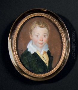 Portrait De Jeune Garcon En Buste Vers La Droite Presque De Face, Vetu D'un Habit Vert, Gilet Jaune Et Grand Col De Voile Blanc; Il Est Coiffe De Meches by Pierre Charles Cior