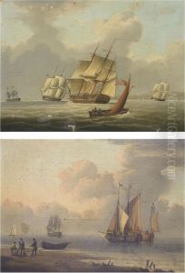 A Frigate And Other Shipping Heeling In The Breeze In Coastal Waters