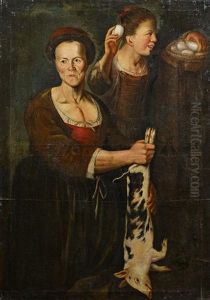 Marktfrauen Mit Ferkel by Giacomo Francesco Cipper