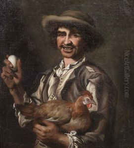 A Man Holding An Egg And A Chicken