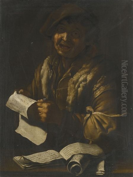 A Peasant Singing, Holding A Musical Score - view 1