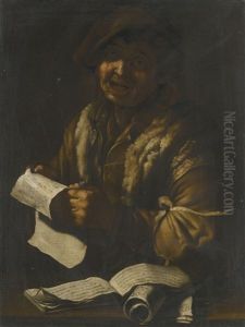 A Peasant Singing, Holding A Musical Score by Giacomo Francesco Cipper