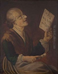 Ritratto Di Donna Che Canta Con Spartito Musicale (+ Ritratto Di Giovane Con Tamburello; 2 Works) by Giacomo Francesco Cipper
