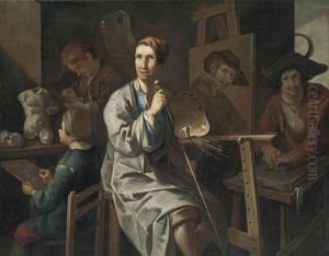 A Painter In His Studio by Giacomo Francesco Cipper