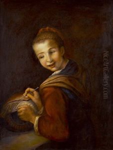 Junges Madchen Beim Ricamo Punto Tombolo by Giacomo Francesco Cipper