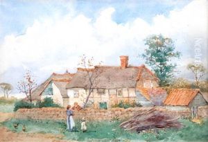 A Woman And Children Before A Cottage by William Livingstone Anderson