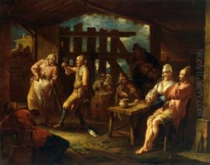 Feiernde Bauern In Einem Wirtshaus, Interno Di Osteria Con Contadini Festeggianti by Giacomo Francesco Cipper