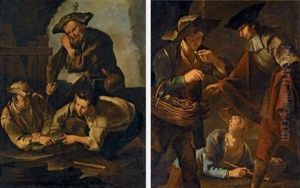 Scene Di Genere Con Pitocchi (+ Another; 2 Works) by Giacomo Francesco Cipper