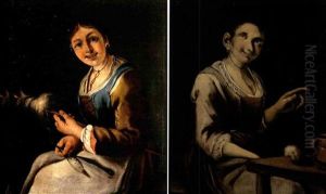 Filatrice (+ Cuoca; Pair) by Giacomo Francesco Cipper
