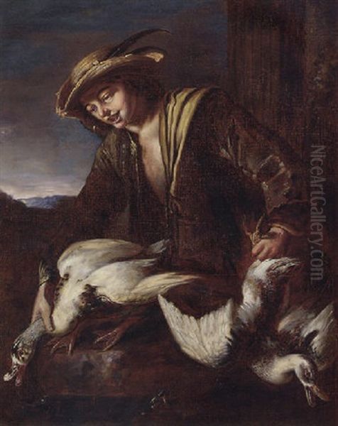 A Boy Holding Ducks - view 1