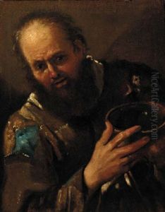 A Bearded Peasant Holding A Bowl